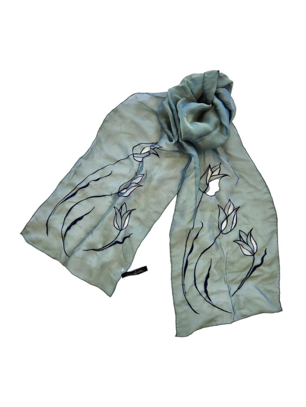 ZazouLuxe Silk Blend Scarf Iridescent GreenTulip